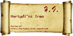 Hartyáni Irma névjegykártya